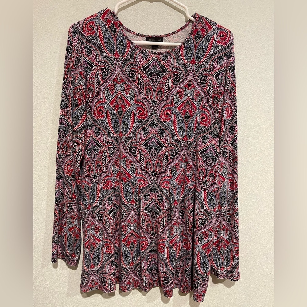J Jill Wearable Collection long line tunic shirt. Paisley print. Size L